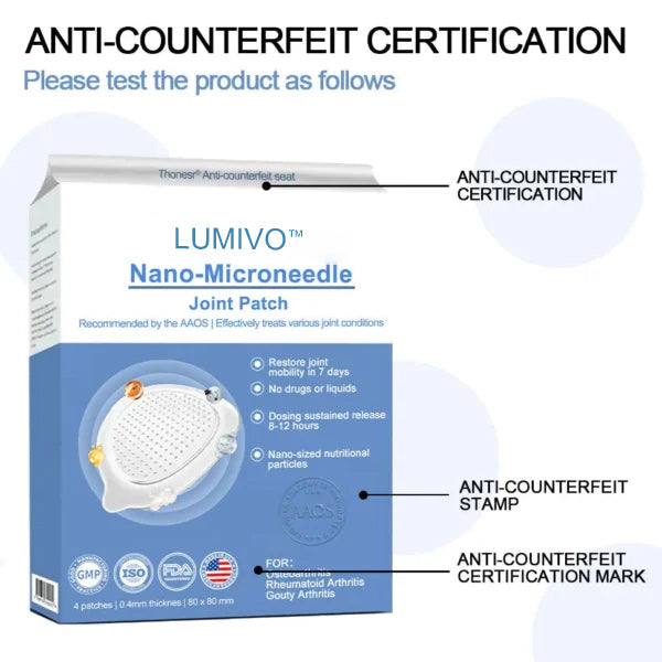 LUMIVO™ Nano-microneedle joint patch